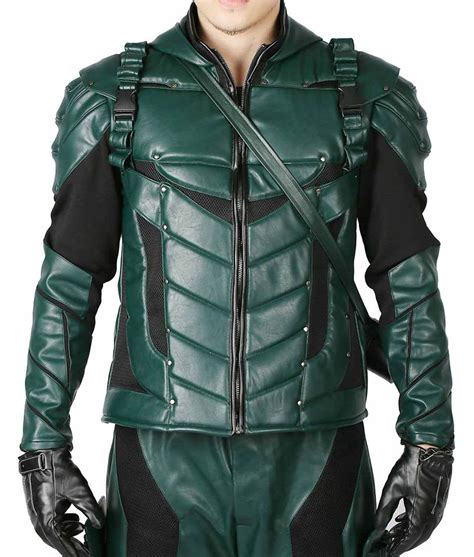 green arrow replica leather jacket|green arrow mask.